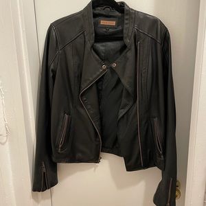 Black Black Rivet Genuine leather jacket.